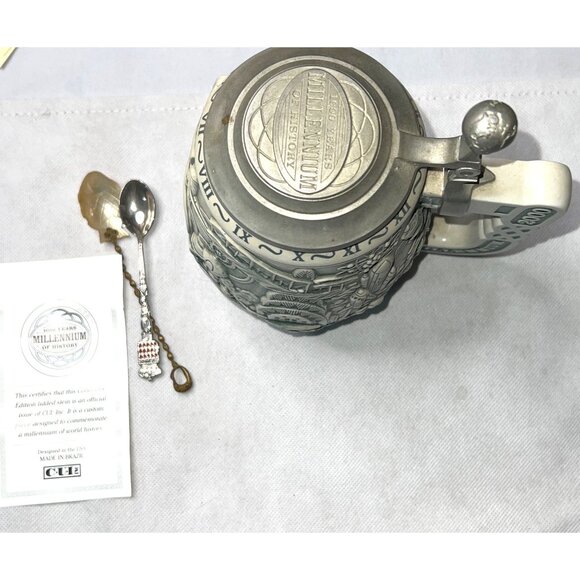 RARE 1000 Years Millennium Collectors Stein By CUI Inc Made In Brazil Globe Top - Picture 9 of 9